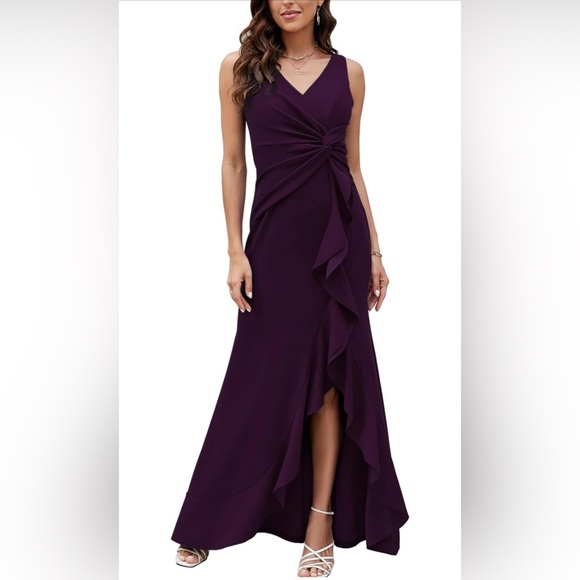 FQA Dresses & Skirts - FQA Long Gowns Formal Dresses Evening Party Elegant V Neck Sleeveless Split Wrap